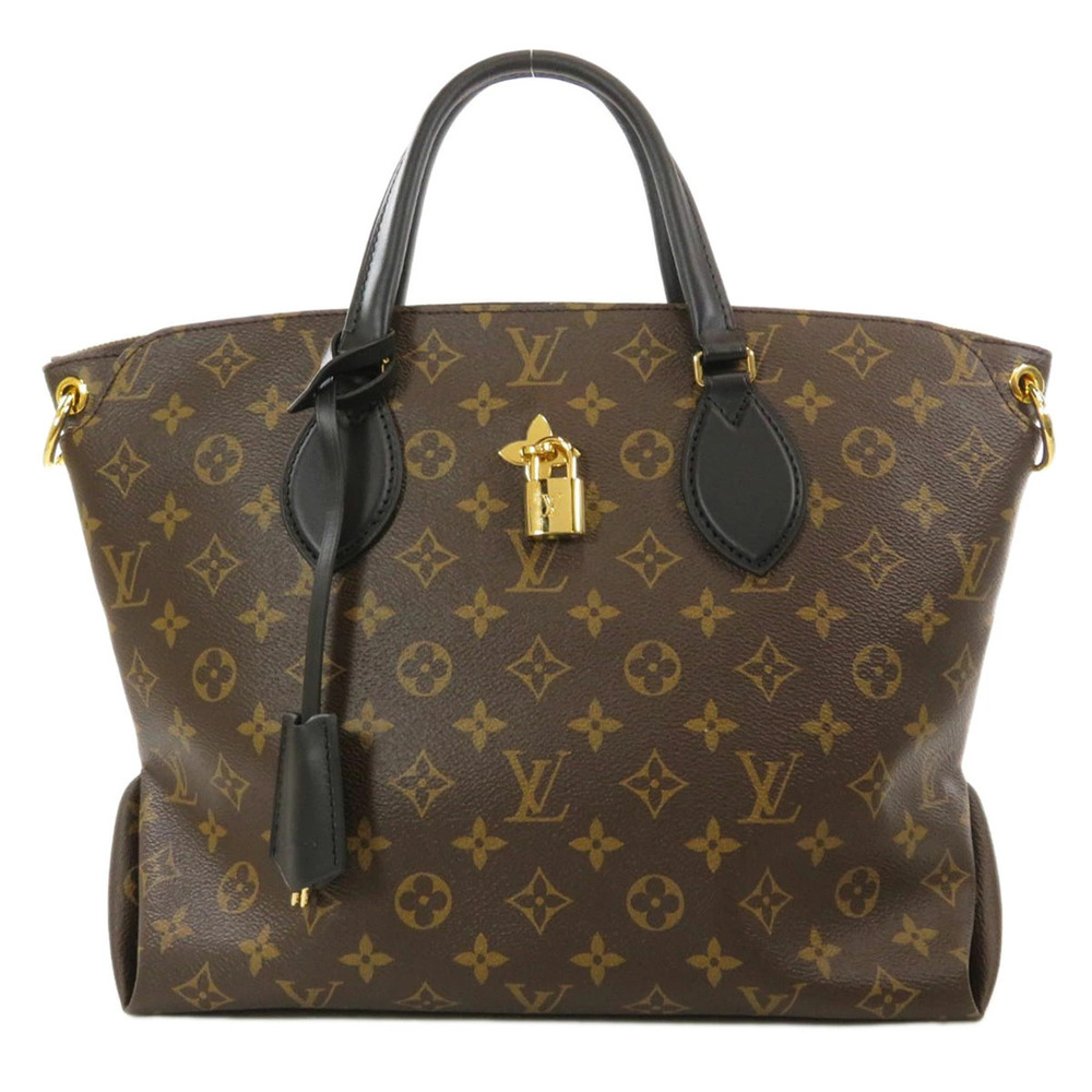Louis Vuitton Monogram Flower Zipped Bag Tote Canvas Brown